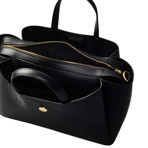 The Bathurst Mews Black Medium Ziptop Grab Bag is organised with three compartments.