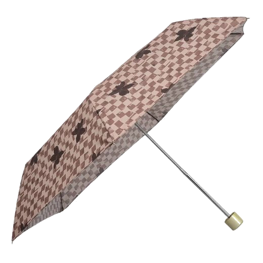 The Check Stone Responsible Handbag Umbrella is collapsible and comes with a matching sleeve.