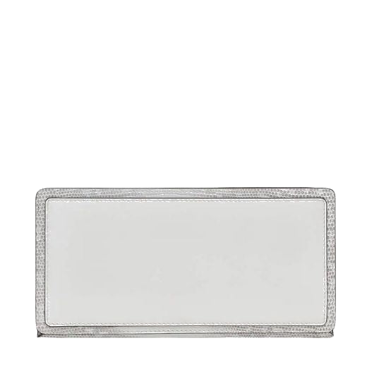 The Coin Street Faux Lizard Large Bifold Purse in Bright White includes a back slip pocket.