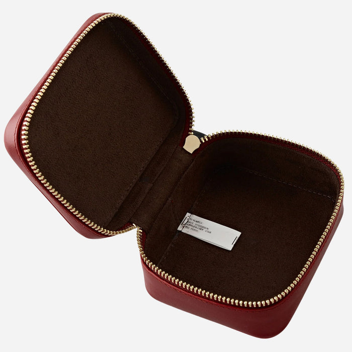 Inside the Commute Street Carmine Small Zip Around Jewellery Box.