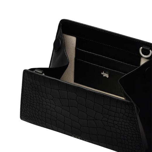 This Glasshouse Black Faux Croc Leather Cross Body Bag by Radley has internal card slots so you can safely keep your bank cards.