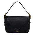 This Radley Graffton Street Black Small Flapover Cross Body Bag has a top handle along with a detachable strap.