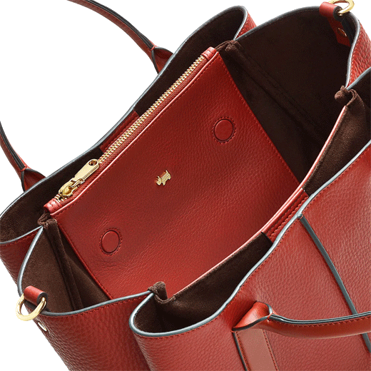 Hillgate Place Rust Medium Grab Multiway Bag by Radley with internal compartments and faux suede lining.