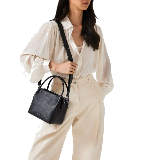 The Ivydale Road Small Black Zip-Top Cross Body Bag includes an adjustable and detachable cross body strap.