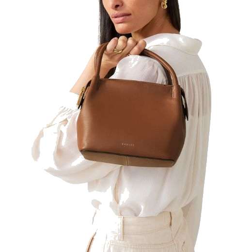 The Ivydale Road Small Saddle Zip-Top Cross Body Bag features two tubular grab handles.