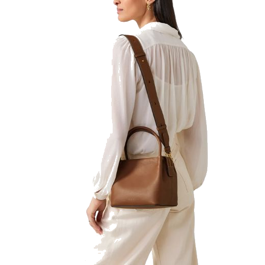 The Ivydale Road Small Saddle Zip-Top Cross Body Bag includes an adjustable and detachable cross body strap.