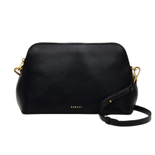 Radley's Liverpool Street 3.0 Black Leather Cross Body Bag has a detachable leather strap that can be worn over the shoulder or as a cross body.