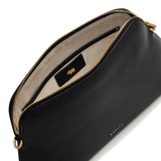 The Liverpool Street 3.0 Black Leather Cross Body Bag by Radley has a slip pocket inside the main compartment.