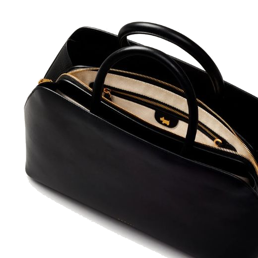 Radley's Liverpool Street 3.0 Black Leather Medium Grab Bag has a beige fabric lining with faux suede in black.