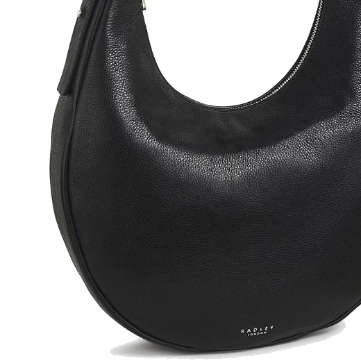 This Pennington Street Large Black Shoulder Bag by Radley has a curved slouch shape, making it a casual everyday piece.