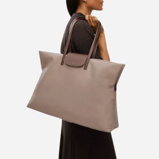 The Pocket Essentials Porcini Brown Large Zip Top Shoulder Bag by Radley.