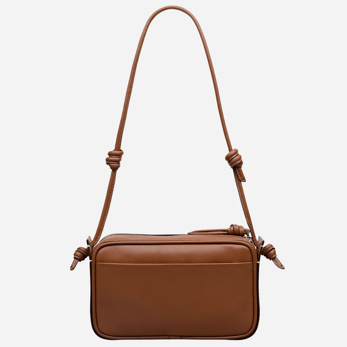 Back view of the Radley The Camden Cognac Leather Small Ziptop Shoulder Bag.