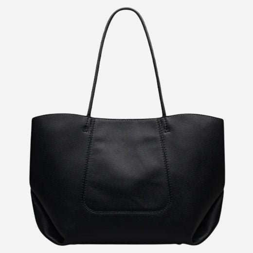 Back view of The Compton Black Medium Zip Top Shoulder Bag.