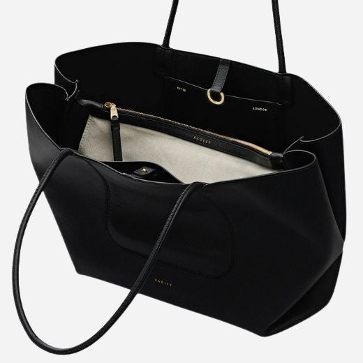Inside The Compton Black Medium Zip Top Shoulder Bag.