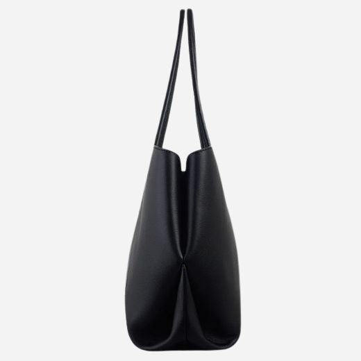 Side view of The Compton Black Medium Zip Top Shoulder Bag.