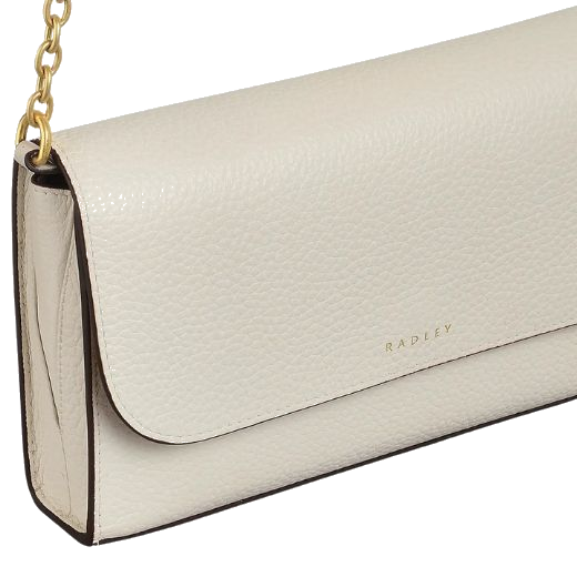 The chain and leather strap of this The Rathbone Chalk Wallet on a Chain is removable.