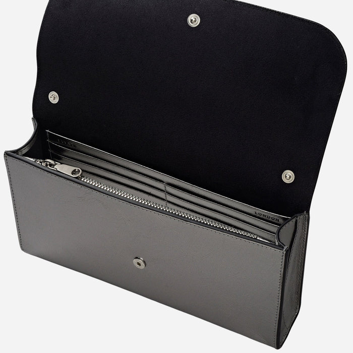 Inside the The Rathbone Silver Micro Flapover Cross Body Bag.