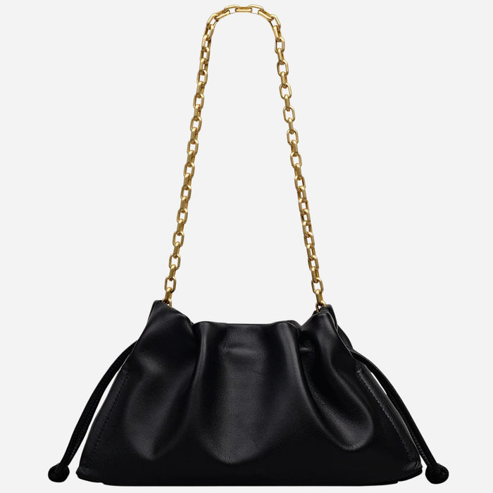 Back view of the Radley The Roxburgh Black Leather Small Chain Clutch Bag.