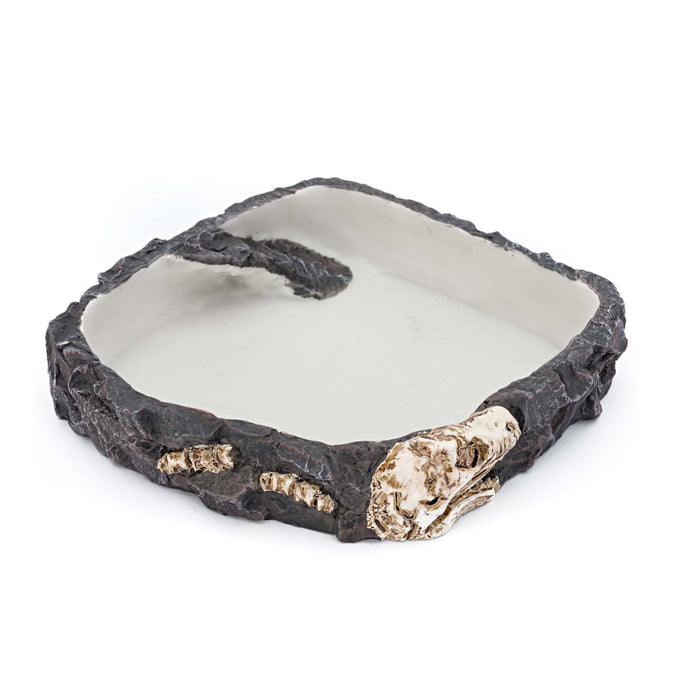 Reptology Fossil Rock Food / Water Dish – Great for Reptiles and Amphibians – Large