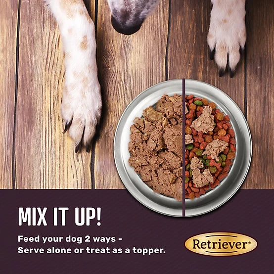 Retriever Adult Hearty Beef/Savory Chicken Cuts in Gravy Wet Dog Food Variety Pack, 13.2 oz., Pack of 24 Cans