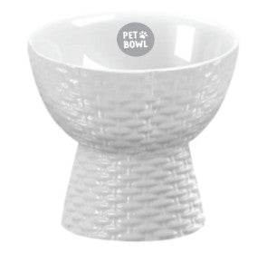 Rocky Bear Pet's Basketweave Textured Cat Bowl