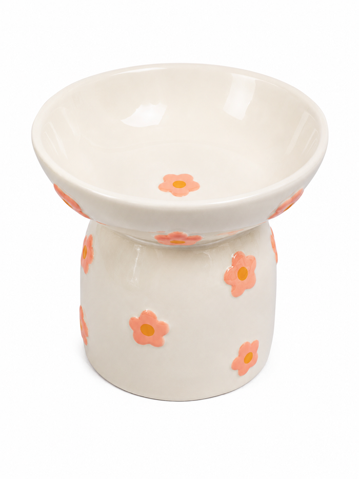 Rocky Bear Pet's Daisy Embossed Cat Bowl