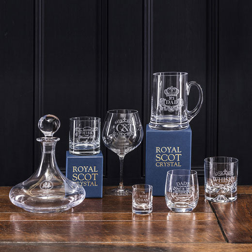 Royal Scot Crystal 2 x 24cl 'No.1 Dad' Engraved Barrel Tumblers