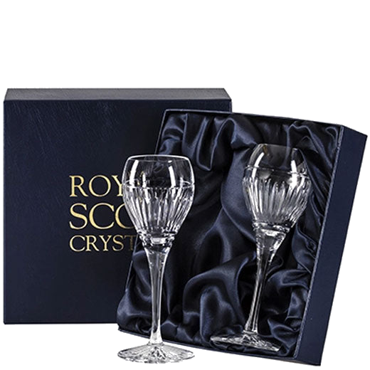 These Art Deco 2 x 11cl Port/Sherry Glasses will be presented inside a midnight blue gift box.