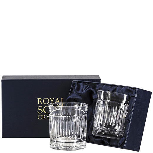 These Royal Scot Crystal Art Deco 2 x 33cl Large Tumblers will be presented inside a satin-lined gift box.