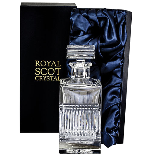 This Art Deco 75cl Square Spirit Decanter has been designed by Royal Scot Crystal.