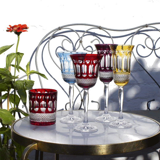 Royal Scot Crystal Belgravia 2 x 18cl Champagne Flutes in Mulberry Red.
