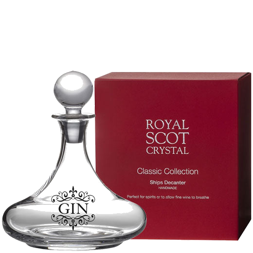 This Classic Collection 75cl 'GIN' Ships Decanter will be presented inside a red Royal Scot Crystal gift box.
