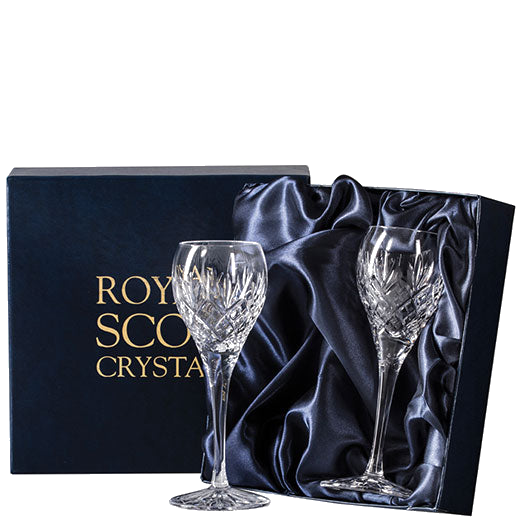 These Royal Scot Crystal Edinburgh 2 x 11cl Port/Sherry Glasses will be presented inside a luxury satin-lined gift box.