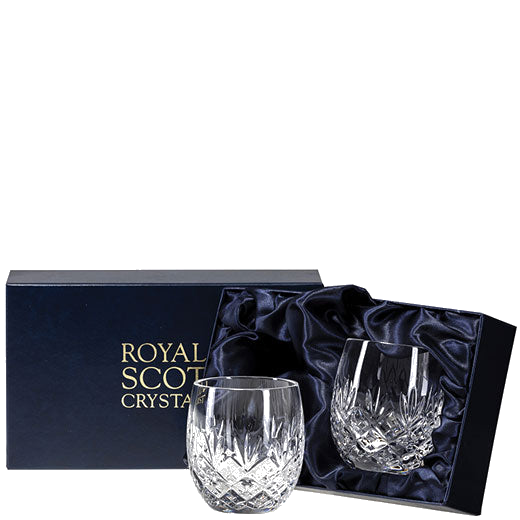 These Edinburgh 2 x 25cl Barrel Tumblers will be presented inside a Royal Scot Crystal satin-lined gift box.