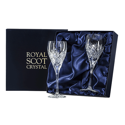 This set of two Edinburgh 2 x 25cl Wine Glasses by Royal Scot Crystal comes in this new shape.