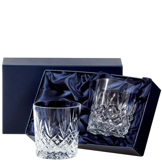 These Royal Scot Crystal Edinburgh 2 x 33cl Large Tumblers will be presented inside a satin lined gift box.