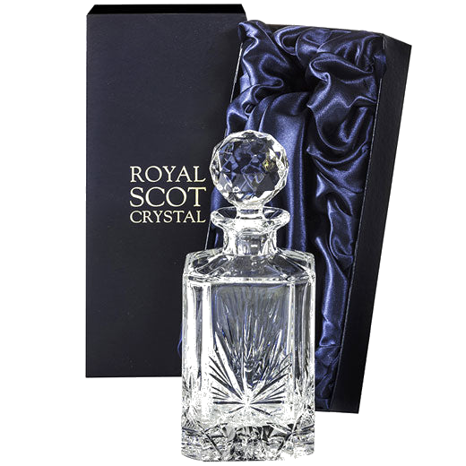 This Royal Scot Crystal Edinburgh Star 75cl Square Spirit Decanter will be presented inside a satin-lined gift box.