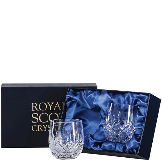 These London 2 x 35cl Gin & Tonic Barrel Tumblers will be presented inside a Royal Scot Crystal gift box.