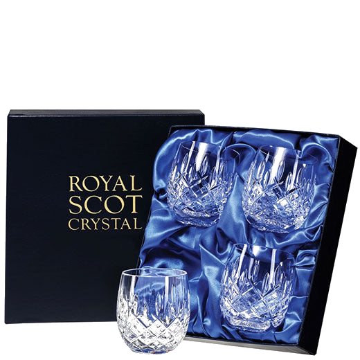 These London 4 x 25cl Barrel Tumblers have been created by Royal Scot Crystal.