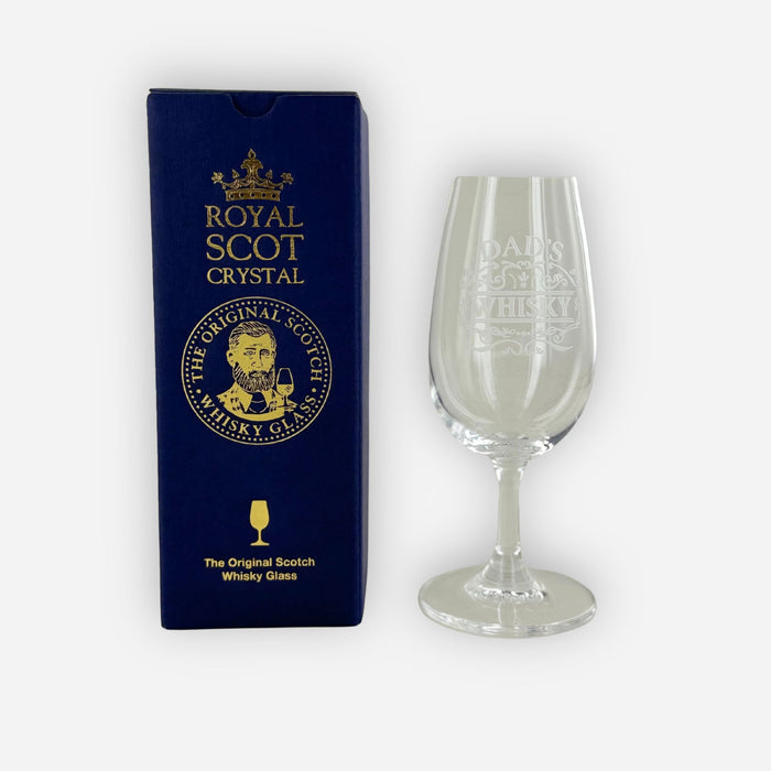 Crystal Stemmed 'Dad's Whisky' Engraved Scotch Glass from Royal Scot.