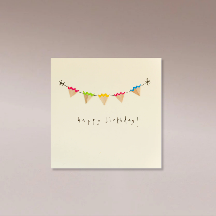 Ruth Jackson Card Pencil Shavings - Happy Birthday Bunting - Few and Far - Greeting Cards
