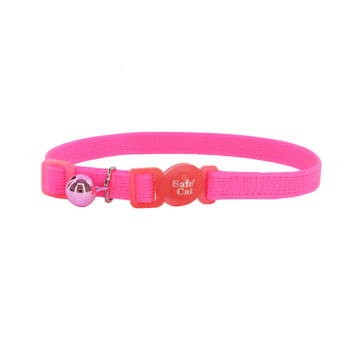 Safe Cat® Adjustable Snag-Proof Breakaway Collar, Neon Pink, 3/8" x 8"-12"