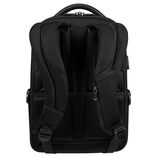 This Pro-DLX 6 Backpack 14.1" Black is by Samsonite and has padded shoulder straps and a top handle.