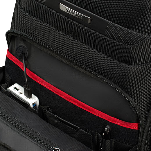 Samsonite's Pro-DLX 6 Underseater Backpack, 15.6" has the Easy Pass System so you can charge electronics without taking them out of the backpack.