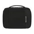 This Samsonite Respark Weekender Wash Bag Ozone Black has a top handle and a dual zip into the main compartment, with gunmetal hardware.