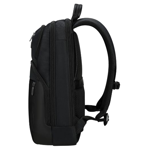 Samsonite's Urban-Eye Backpack 14.1" in Black can fit a laptop inside the main compartment which has padding.