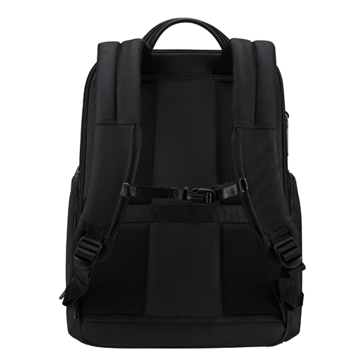 This Samsonite Urban-Eye Backpack 15.6" in Black has padded shoulder straps for comfort with a top handle.