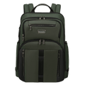 Samsonite's Urban-Eye Backpack 15.6" in Green has 4 exterior zip pockets on the front with two water bottle compartments.