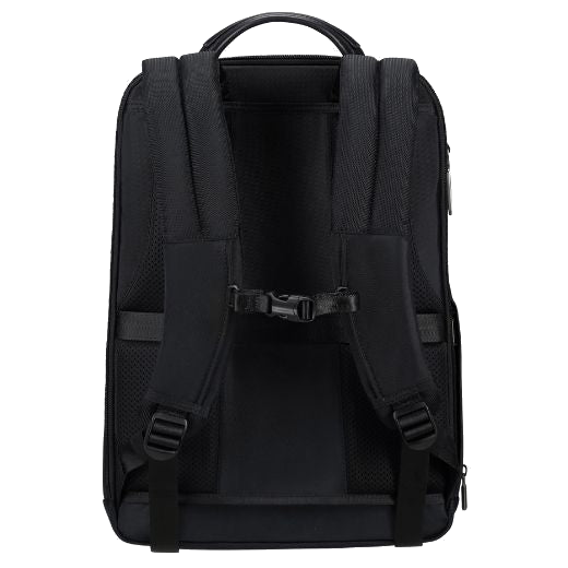 Samsonite's Urban-Eye Black Backpack 15.6", 2 Pockets has a top handle so you can carry this backpack in multiple ways.