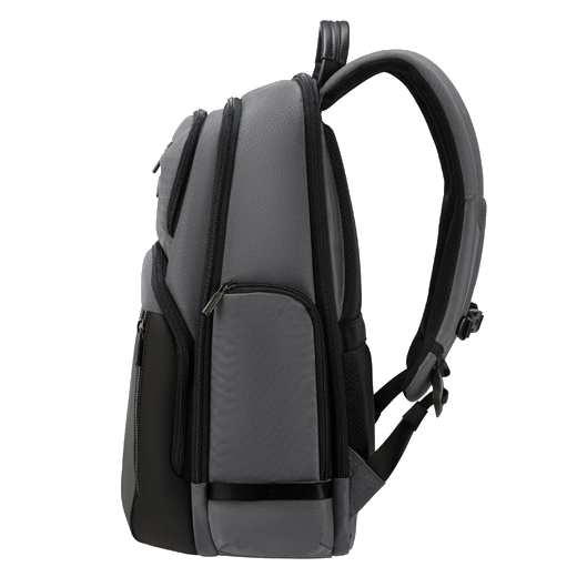 This Urban-Eye Grey and Cognac Backpack 15.6" by Samsonite has zip compartments on each side so you can store your drinks bottle.